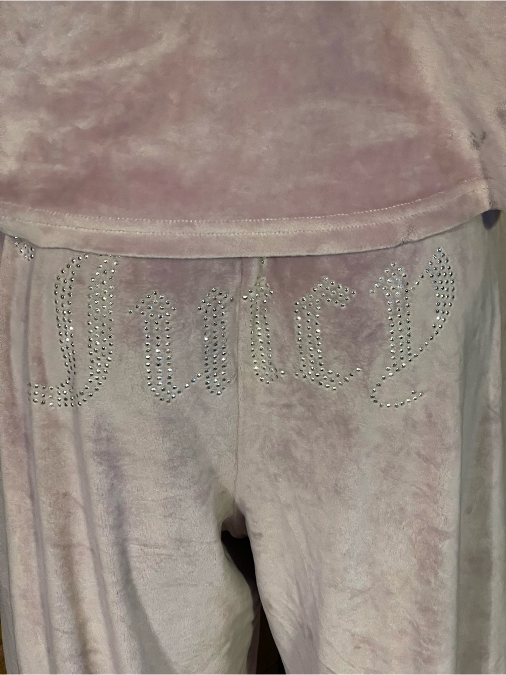 Juicy Couture Pink Velour Pajama Set Bling Logo PJ Top Med Bottom Large - Picture 11 of 14